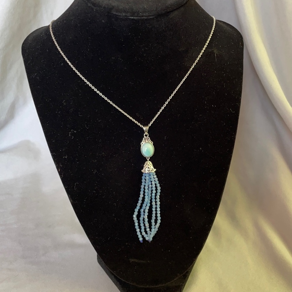 JTV Blue Quartz Tassel Necklace